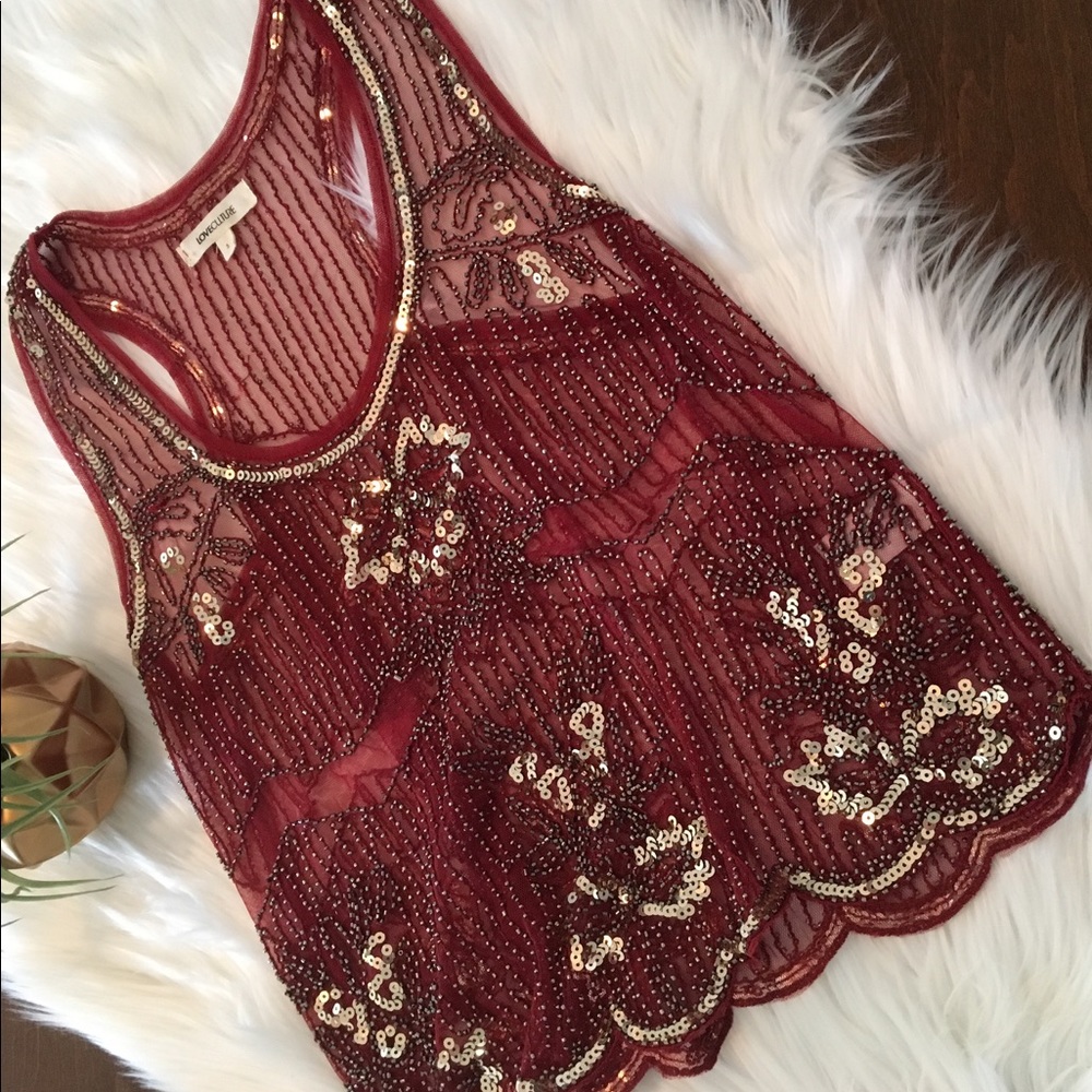 Sequin Burgundy Tank
